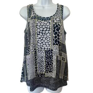 Alfani Sleeveless Tank Top Animal Print Silver Chain Neckline Size PM